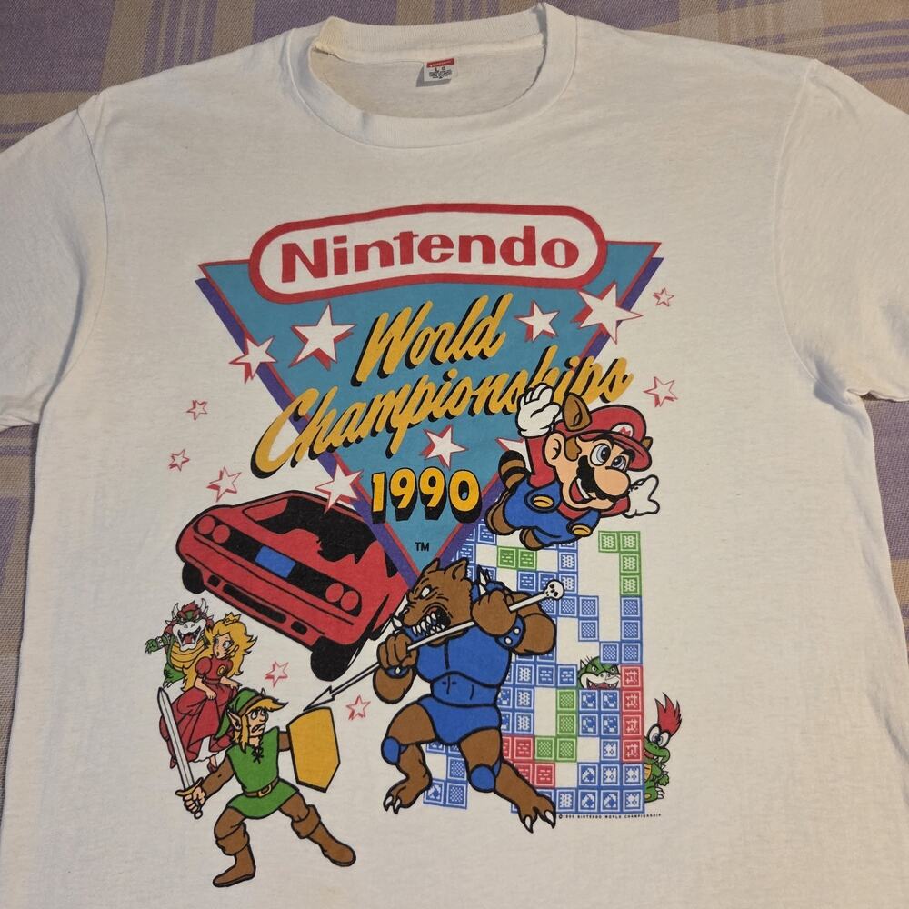 Vintage Nintendo 1990 World Championships T Shirt Mario Zelda Rare 90s 80s USA